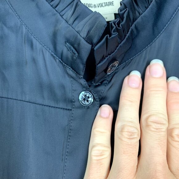 Zadig & Voltaire | Caosys Satin Sleeveless Romper Navy Blue - Picture 10 of 12